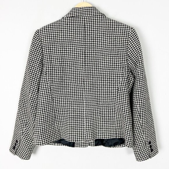 Talbots Blazer Jacket Black & White Houndstooth Wool Blend Size 10 Women's - Picture 3 of 4